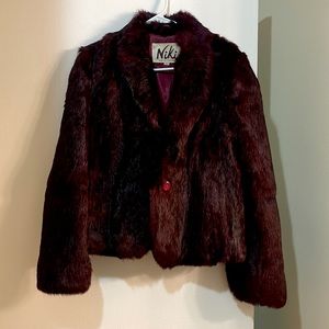 Burgundy Rabbit Fur Coat
